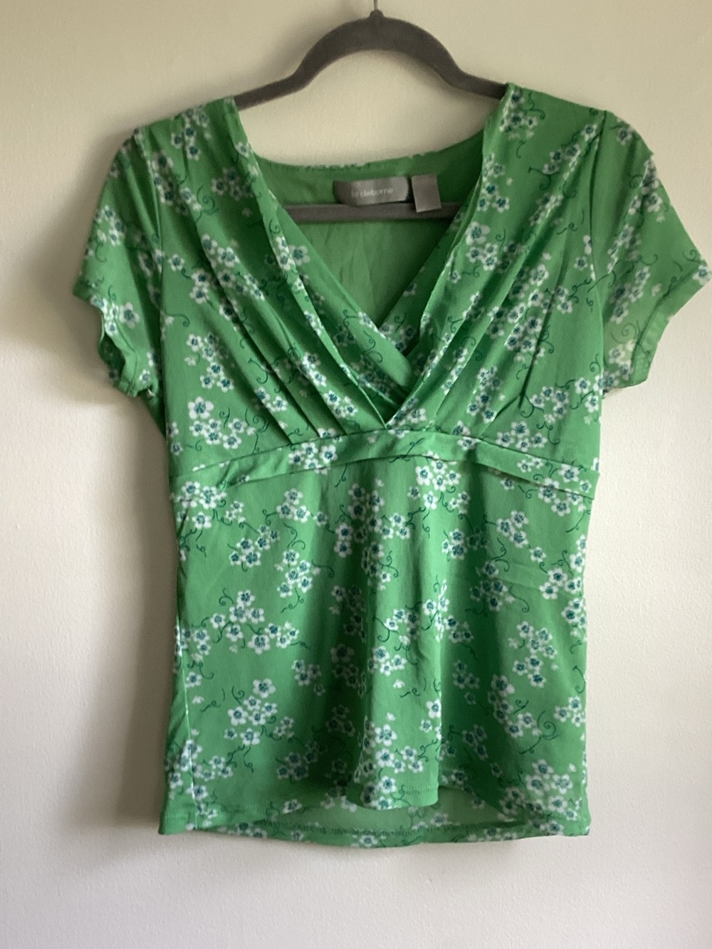Liz Claiborne Lg Green Floral Blouse